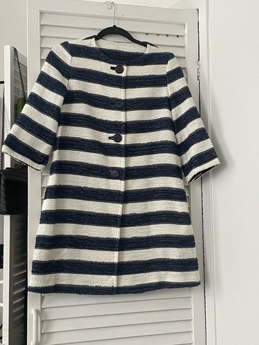 OFF WHITE Cappotto giacca righe cuore battito NAVY OFF WHITE made in Japan nuovo senza etichette TG 1 XS