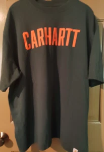 Carhartt Original Fit Herren Gr. XL Grün Orange Kurzarm T Heavyweight - Bild 1 von 4