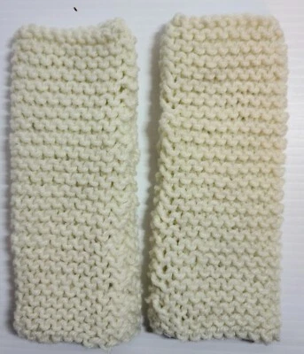 Hand Knit Fingerless Wrist Warmers Gloves Cream Color Handmade by Pizazz - Image 1 of 4