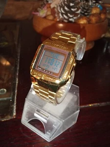 SCHÖNE SKMEI RETRO-STIL VERGOLDETE HERREN LED UHR, ALARM, STOPPUHR, WR, NEU - Bild 1 von 4