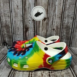 Crocs Classic Tie Dye Graphic Clog Shoes Size M6/W8 205453-90H NWT - Picture 1 of 10