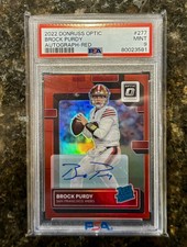 2022 Donruss Optic Brock Purdy Rated Rookie Autograph Red Prizm /75 - PSA 9 MINT
