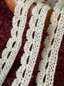 Ribete de encaje de algodón de encaje de ganchillo 2 cm crema tela no elástica - Imagen 1 de 4