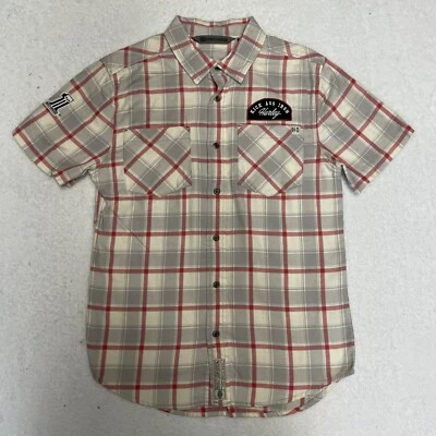Harley Davidson Plaid Embroidered Kick Ass Iron Button Up Collared Shirt Size M - Image 1 of 4