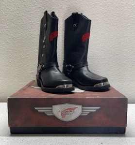 Red Wing 1670 Motorcycle Boots Size 8 With Silver Accents, & Red Wings - Bild 1 von 18