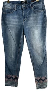 Earl Jeans 10 Embroidered Skinny Crop Ankle Stretch Denim 32X27 - Picture 1 of 4