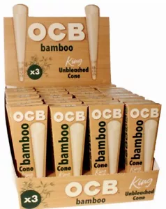 OCB Bamboo Cones King Size Pre Rolled Cone 6 Packs Unbleached Cone 3ct Per Pack - Picture 1 of 1