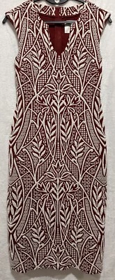 Vestido Anthropologie HD Paris Granate y Blanco Picotage Floral Ajustado Sin Mangas Foto 1 de 4