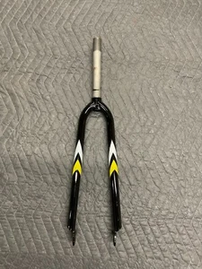 Threaded 700C Hybrid Bicycle Fork 1" x 7" Steer Tube (Black & Yellow) - Picture 1 of 4