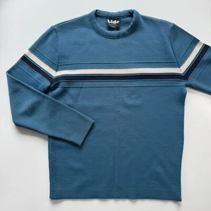 LIDO Vintage Skipullover Herren Medium 100 % reine Wolle blau gestreift hergestellt in den USA Vintage - Bild 1 von 8