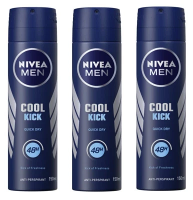 Nivea Men Anti Perspirant Deodorant Spray Cool Kick 150ml x 3