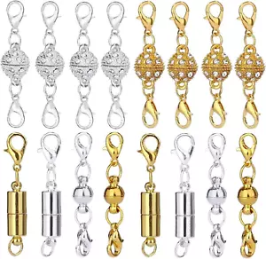 16 Pcs Magnetic Lobster Clasps for Jewelry Necklace Bracelet, Rhinestone Ball an - Picture 1 of 12