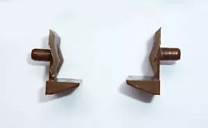 * Pack of 16 Brown Plastic 5mm Shelf Supports with Spring Clip for 4 Shelves + - Picture 1 of 3