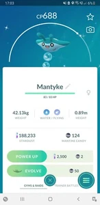 💦Shiny Mantyke (Schillernd Mantirps) Pokemon GO💦 Mini PTC 80k - Bild 1 von 1