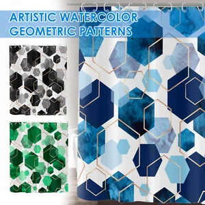 Minimalist Watercolor Geometric Shower Curtain with Hooks and Waterproof elqeQ - Picture 1 of 27
