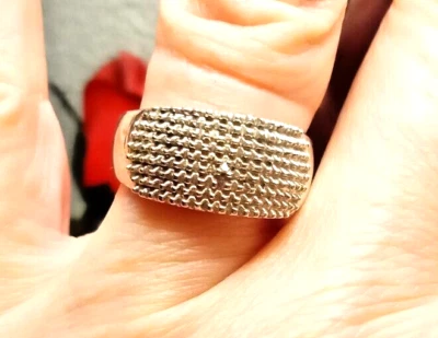 Anello con Zircone bianco misura 13 Fascia Fascione Ring Argento Nuovo - Immagine 1 di 4