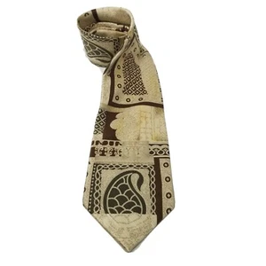 Corbata John Blair Corbata Marrón y Estampado Crema Para Hombre Seda Estilo Vintage RN 94964 - Imagen 1 de 4