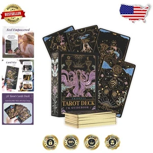 Baraja de Tarot Inspirada en Tridevia Rider-Waite con 78 Cartas Doradas y Guía - Imagen 1 de 8