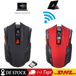 Laptop Mute Maus Drahtlose Schnurlos Gaming Funk Wireless Mouse Mäuse USB - Afbeelding 1 van 7