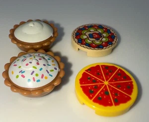 Lego - Minifigure Utensil - Lot of 4 - Food Pies pizza sprinkles fruit tart - Picture 1 of 4