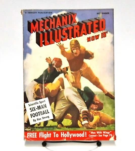 VINTAGE NOV 1938 MODERN MECHANIX MAGAZINE SIX MAN FOOTBALL GREAT COVER ART - Picture 1 of 4
