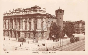 Cartolina fotografica Torino Palazzo Madama Ed. Diena animata tram - Picture 1 of 2