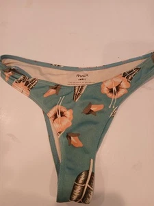 NWOT RVCA Swim Bikini Thong Small Bottom Pixie Floral Tropical Turquoise Coral - Picture 1 of 8