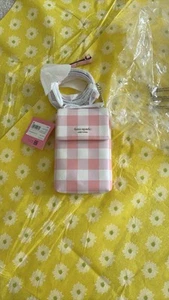 NWT Kate Spade Pink And White Gingham Crossbody - Picture 1 of 9