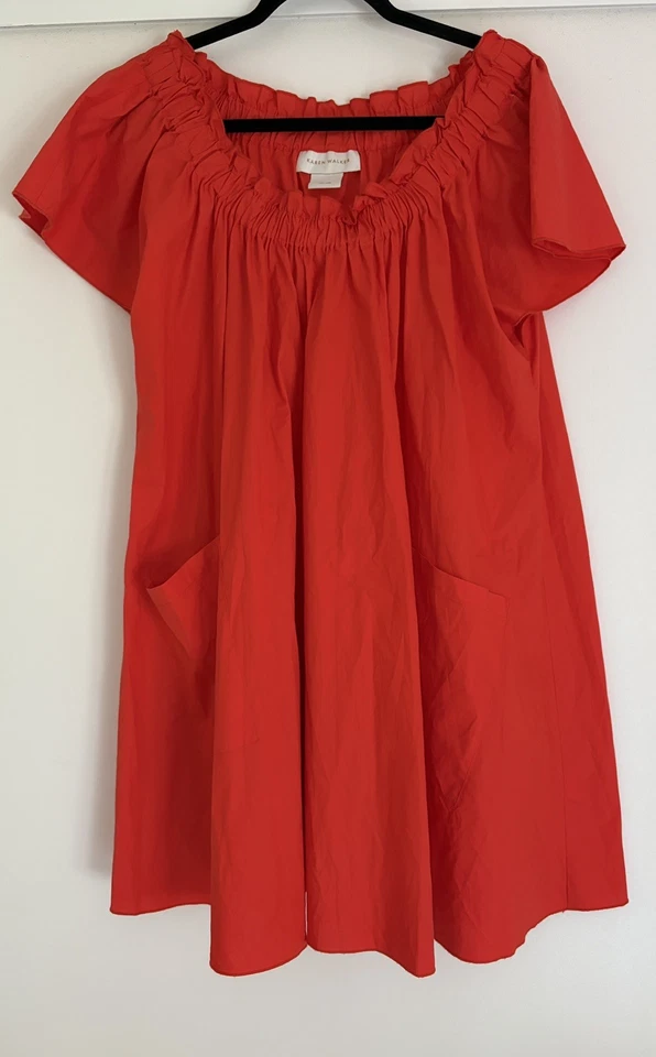 Size 2 (US) 6 (UK) Karen Walker Designer Red Smock Dress Oversized with Pockets! - image 1 of 4
