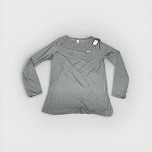 Under Armour Shirt Damen Medium Langarm Rückenfrei Heat Gear Athleisure Grau - Bild 1 von 12