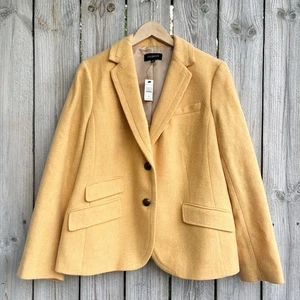 Talbots Wool Blend Blazer Jacket Mustard Yellow Pockets Two Button Size 16 NWT - Picture 1 of 11