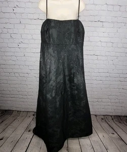 Vestido By Watters Negro Floral Brillante Tirantes Plisado Formal Línea A Talla 18W - Imagen 1 de 14