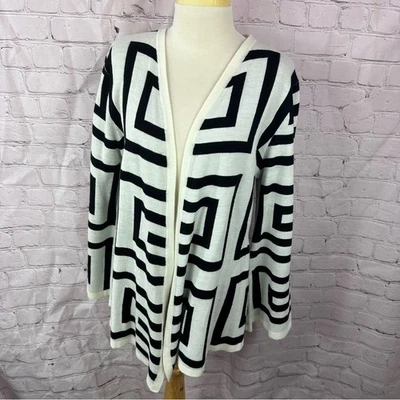 Sunny Leigh черно-белый геометрический свитер кардиган sz xl уютный повседневный - Изображение 1 из 4