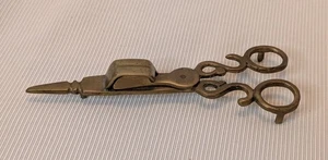 Tijeras de latón antiguas estilo vela mecha recortadora tampón herramienta vintage decoración - Imagen 1 de 7