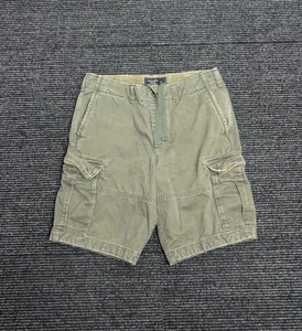 Abercrombie Fitch Shorts Men 31 Green Cargo Distressed Drawstrings Cotton - Picture 1 of 13