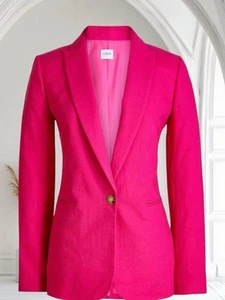 J Crew One Button Linen Blazer Jacket in Holland Pink Size 6 - Picture 1 of 8