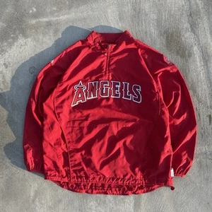 MAJESTIC Los Angeles ANGELS BASEBALL Red Jacket Polyester Size XL Cool Base - Picture 1 of 5