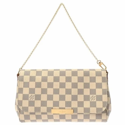 Bolso de hombro Louis Vuitton Damier Azur Favorite MM cadena blanca lona N41275 SA Foto 1 de 4