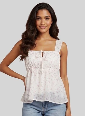 Новый с Ярлыками сахар губы Ditsy цветочный завышенной талии Babydoll Топ | романтическая кокетка фея - Изображение 1 из 4