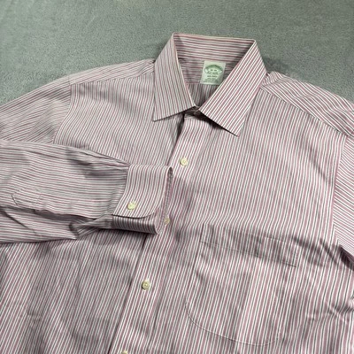 Brooks Brothers Shirt Mens 16-35 Pink Striped Milano American Supima Preppy - Image 1 of 4
