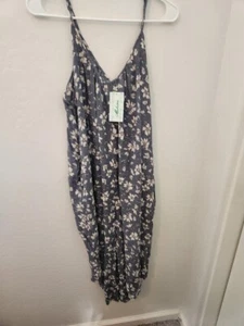 Machina Blue Flowered Romper, Wide Legs Size Small NWT - Picture 1 of 2
