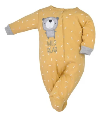 NEU Baby Mädchen Jungen Strampler Schlafanzug Einteiler Gr. 56 62 68 74 ocker - Bild 1 von 2