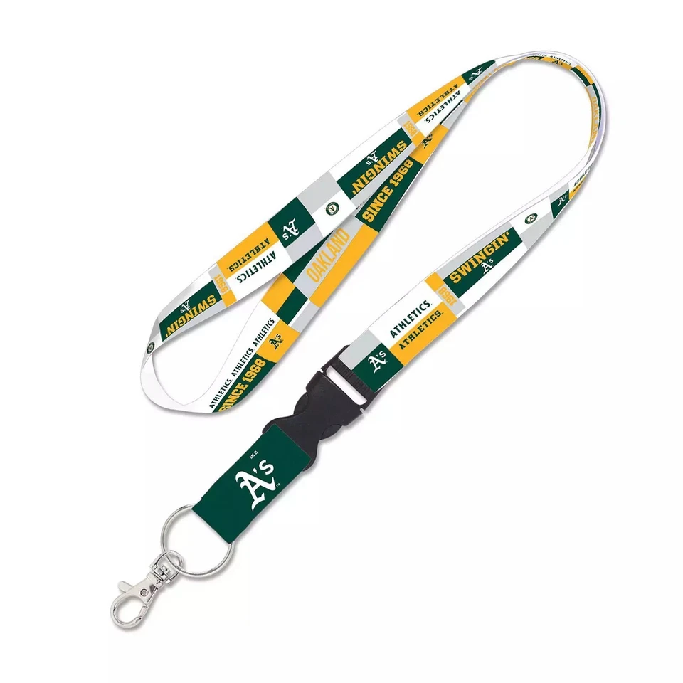 OAKLAND ATHLETICS COLOR BLOCK LANYARD DETACHABLE BUCKLE NEW WINCRAFT 👀 - Image 1 of 1