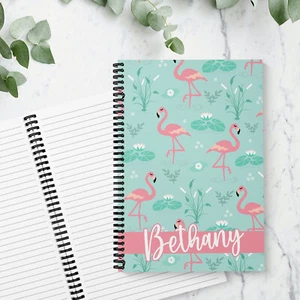 Notebook A5 Personalised FLAMINGO Lined Blank Ladies Kids School Office Journal - Picture 1 of 9
