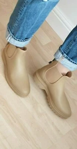 ZARA CAMEL BROWN RAIN ANKLE BOOTS NEW SIZE UK 6 EU 39 - Picture 1 of 12