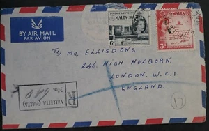 1956 Malta Airmail Cover ties 2 stamps canc Valletta to London - Picture 1 of 2