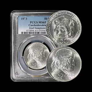 CZECHOSLOVAKIA. 1973, 50 Korun, Silver - PCGS MS65 - Josef Jungmann - Picture 1 of 5
