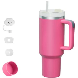 40 Oz Stainless Steel Tumbler With Lid And Straw Insulated Cup With Handle Leak - Picture 1 of 7