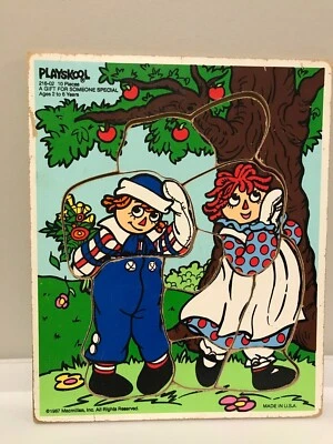 Rompecabezas de madera Playskool 1987 vintage un regalo Raggedy Ann & Andy 10 piezas 216-02  Foto 1 de 3