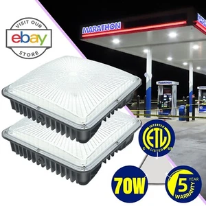 2 Pack 70W LED Garage Lights Canopy Light Gas Station Light Yard Canopy Fixture - Picture 1 of 13